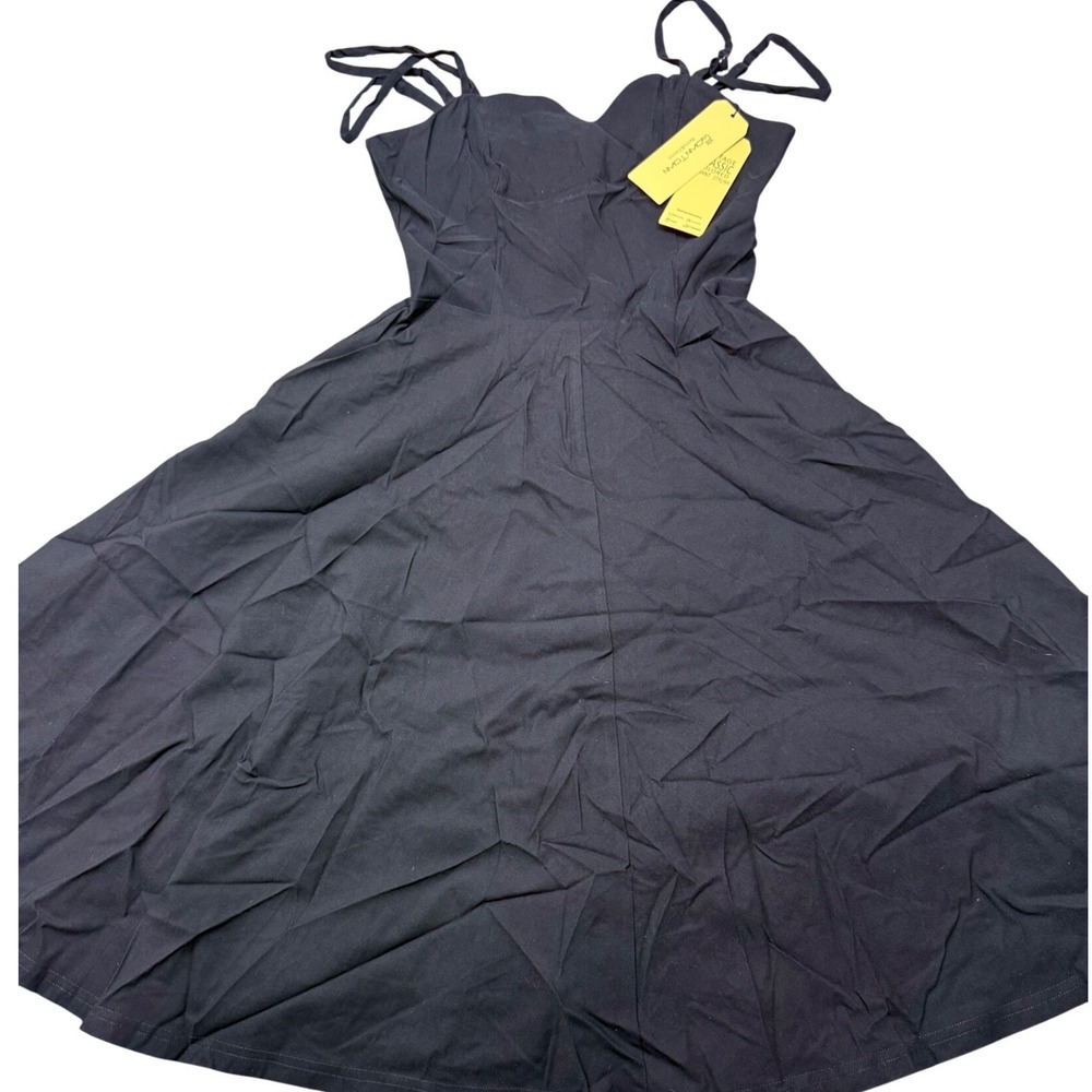 GownTown Womens Black Vintage Fit and Flare Sweetheart Midi Dress Size M NWT